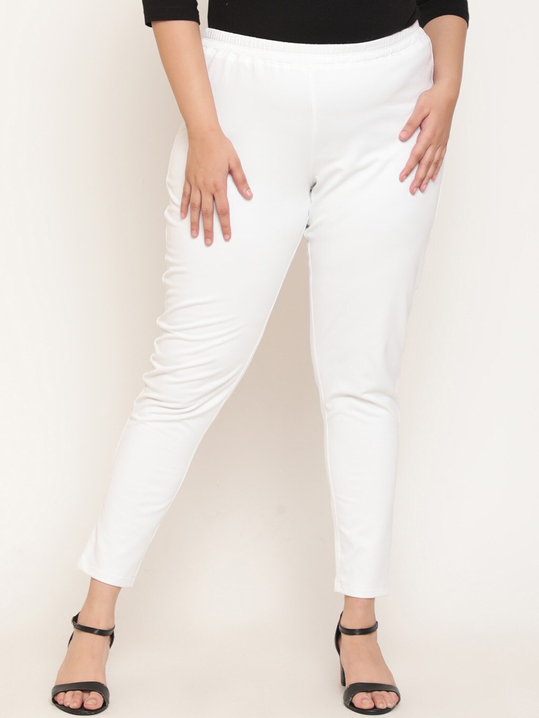 Amydus Plus Size Ankle Length Leggings, White
