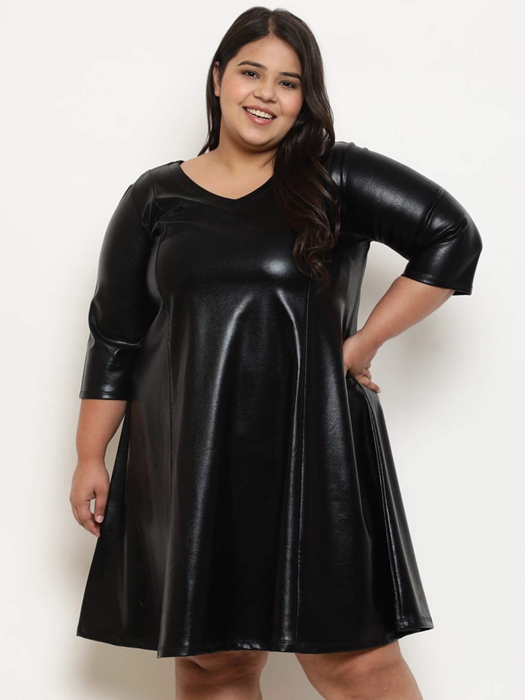 

Amydus Black A-Line Midi Dress