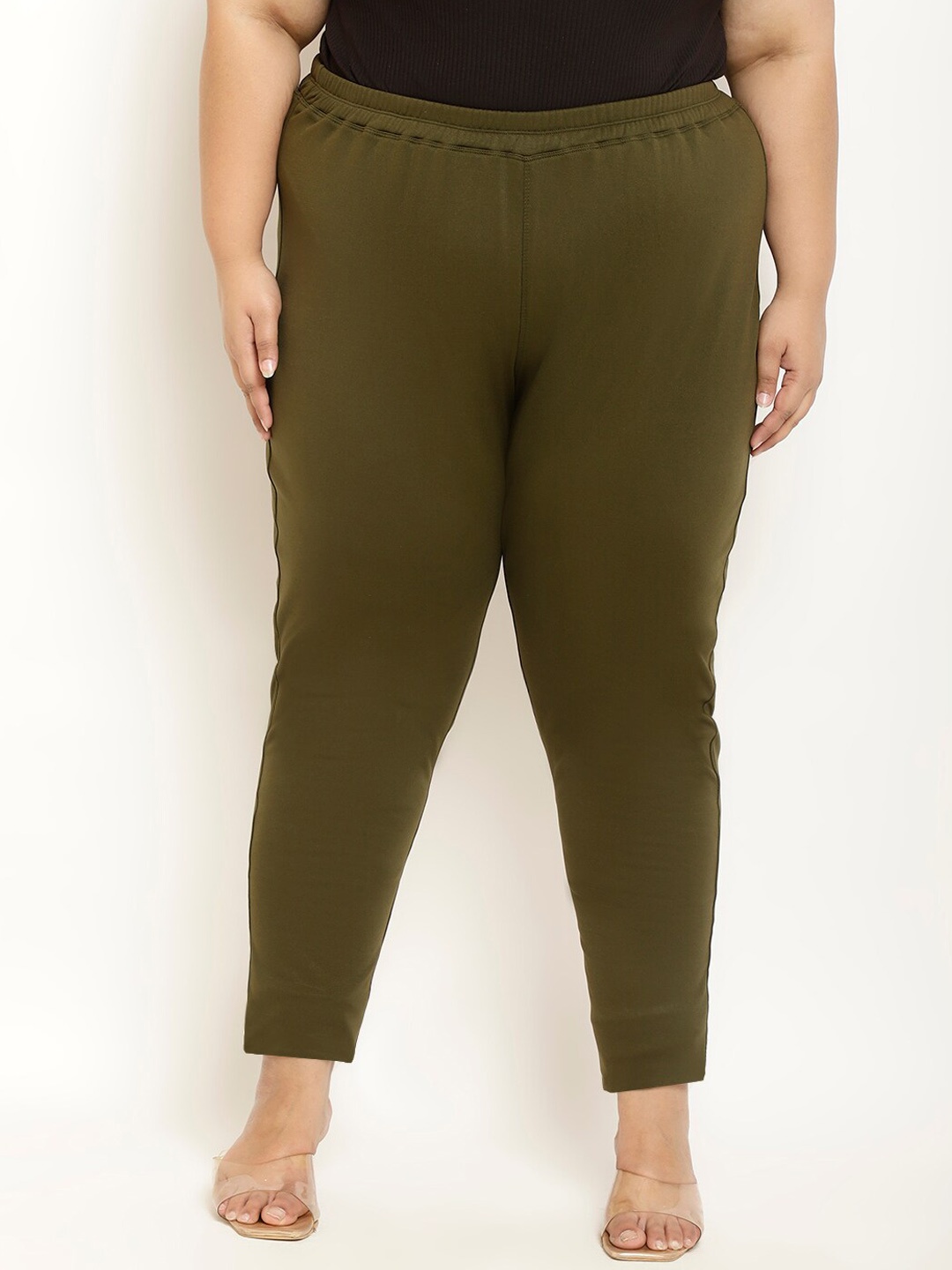 Amydus Plus Size Mid-Rise Ankle-Length Leggings, Olive