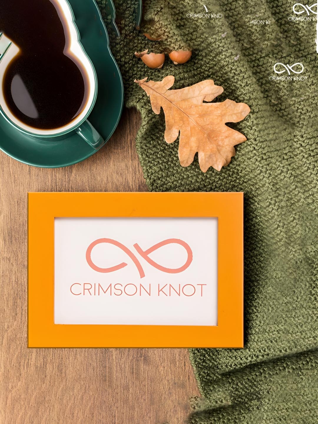 

Crimson Knot Orange & White MDF Table Photo Frame