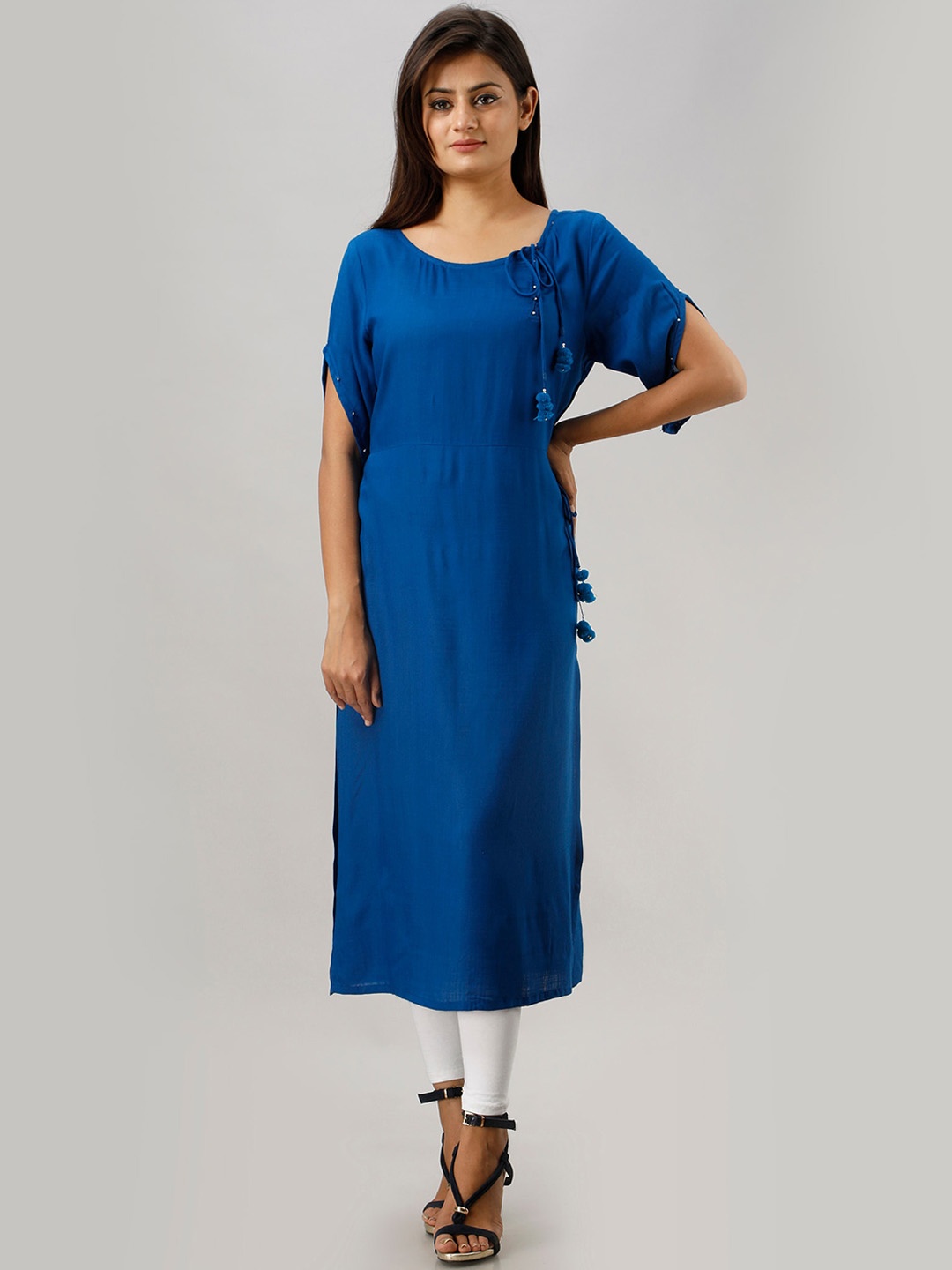 

SGRF Tie-Up Neck Straight Kurta, Blue