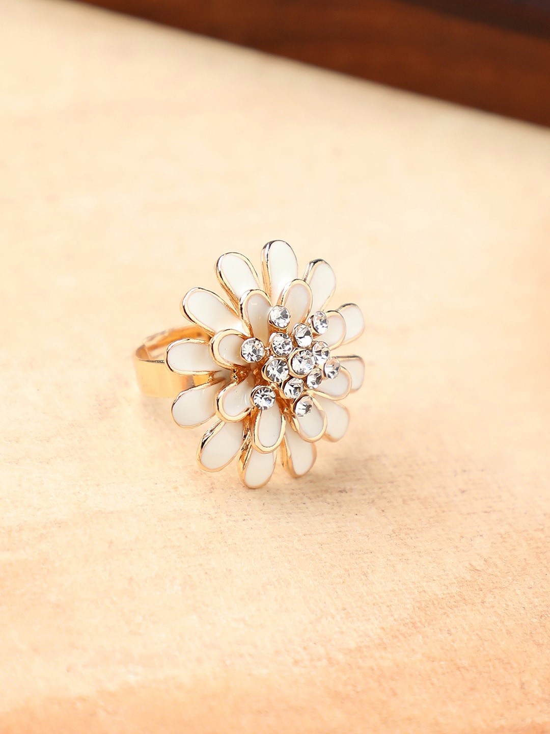 

Anouk Gold-Plated Stone-Studded Finger Ring