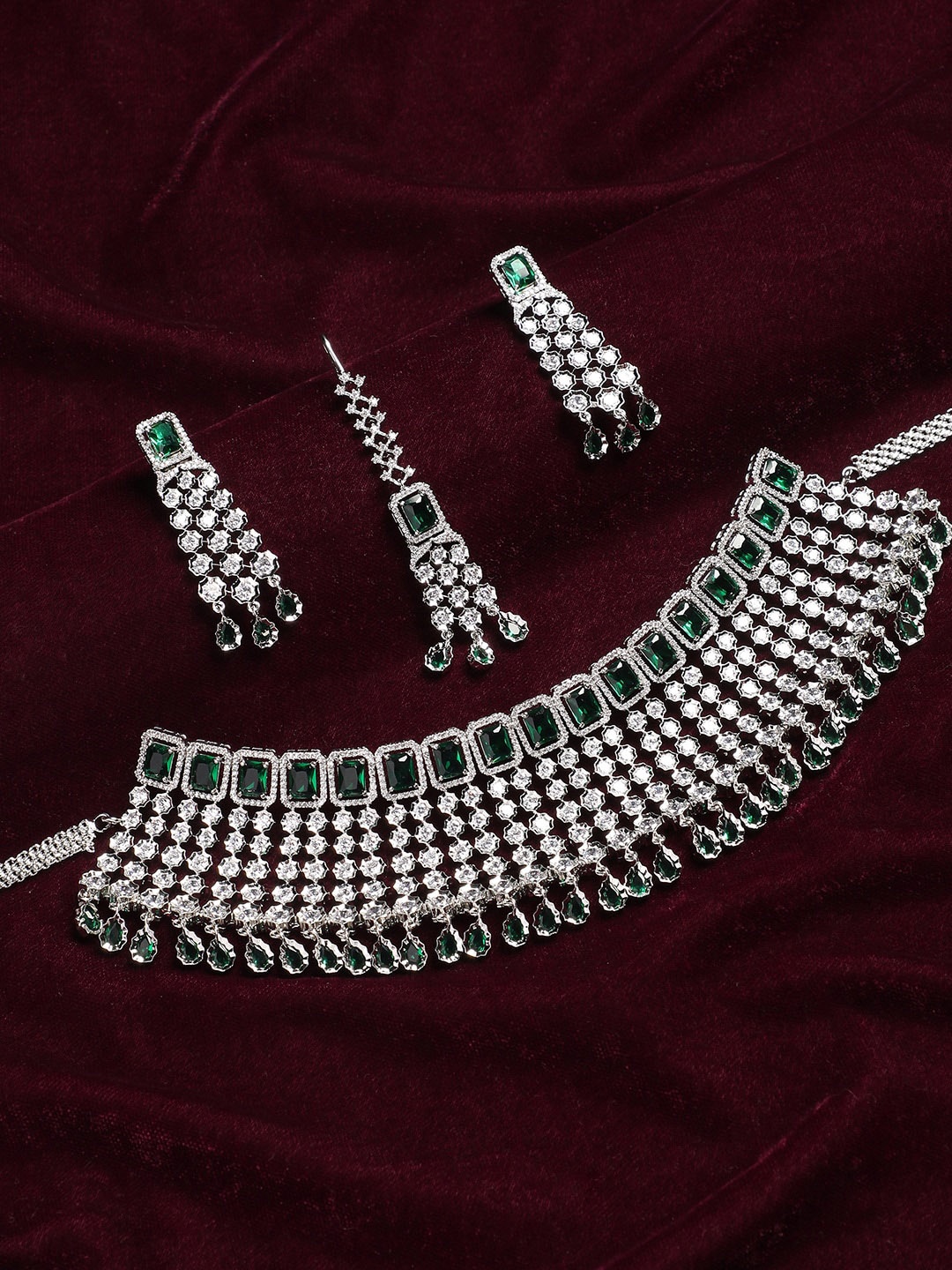 

Anouk Sliver Plated Stone Studded Jewellery Set, Silver