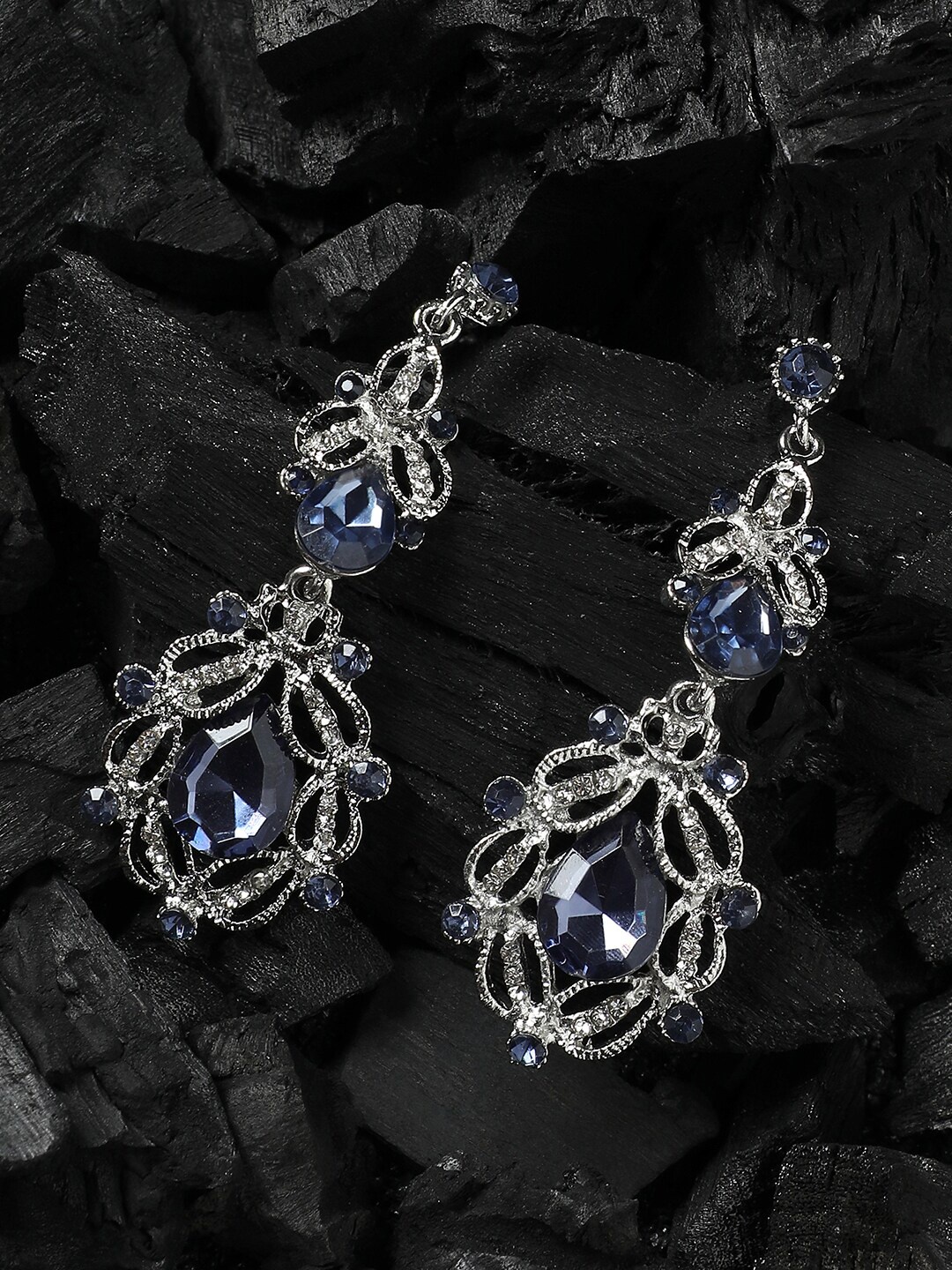 

Anouk Silver-Plated Artificial Stones-Studded Drop Earrings