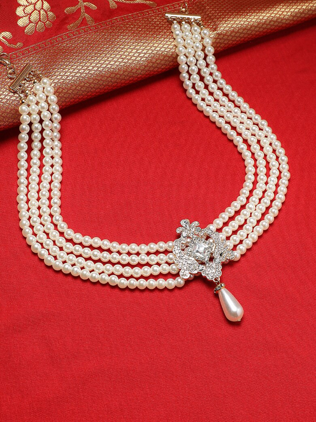 

Anouk Gold-Plated Stone Studded Beaded Choker Necklace