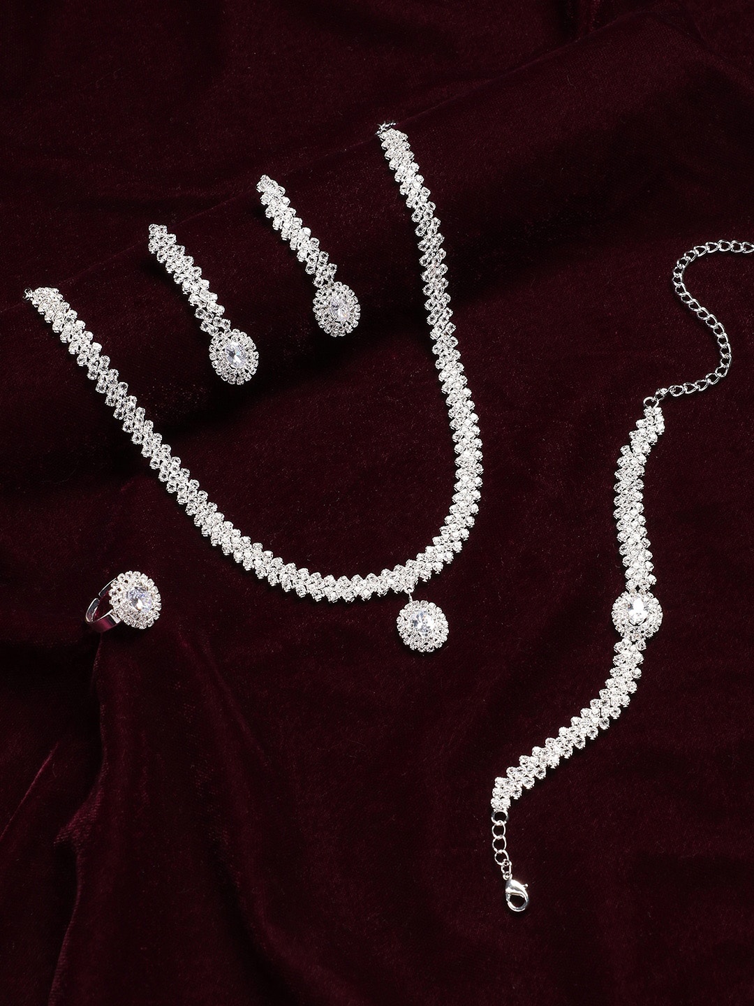 

Anouk Sliver-Plated Stone-Studded & Beaded Jewellery Set, Silver