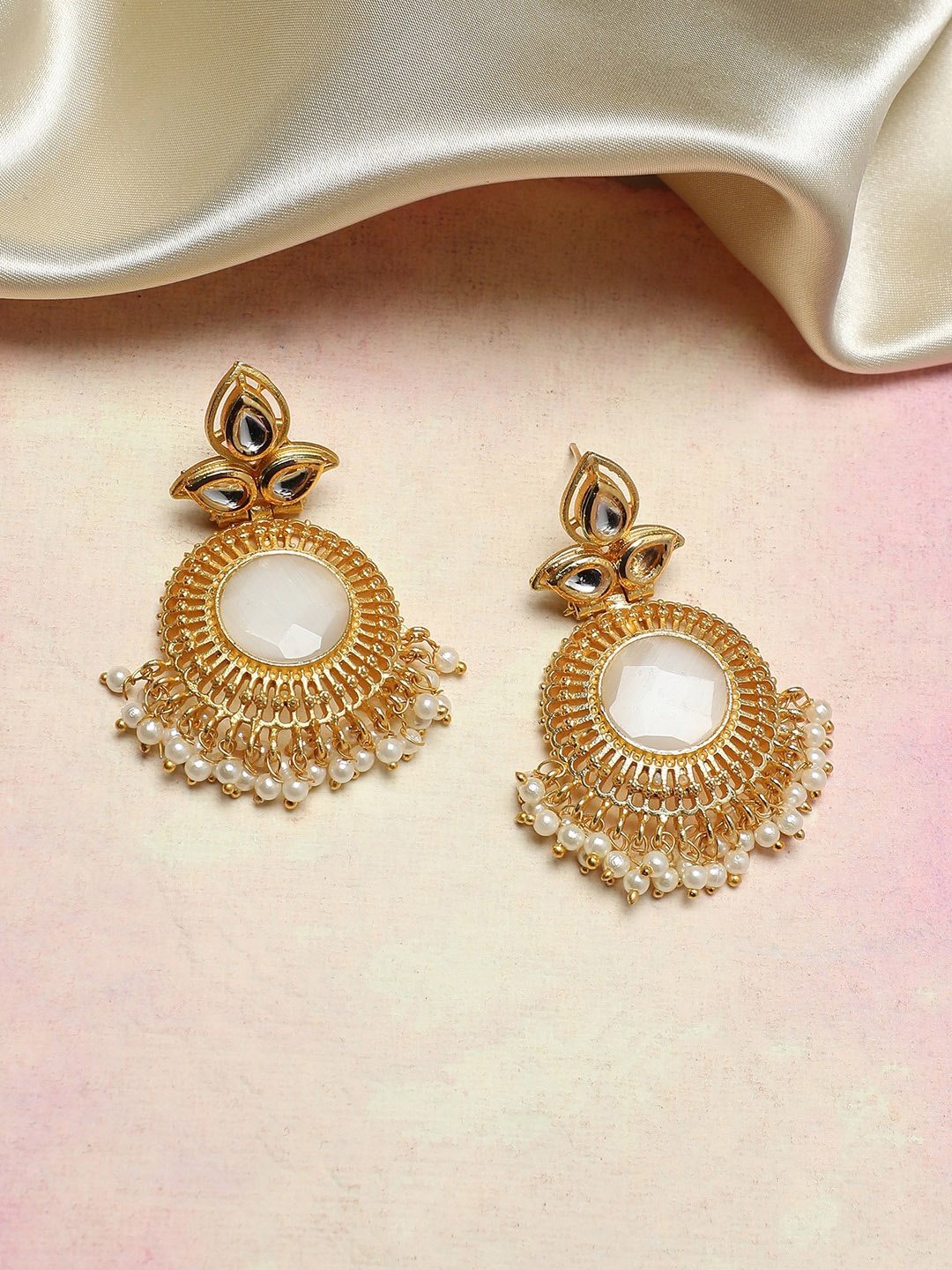 

Anouk Gold-Plated Kundan-Studded Contemporary Drop Earrings