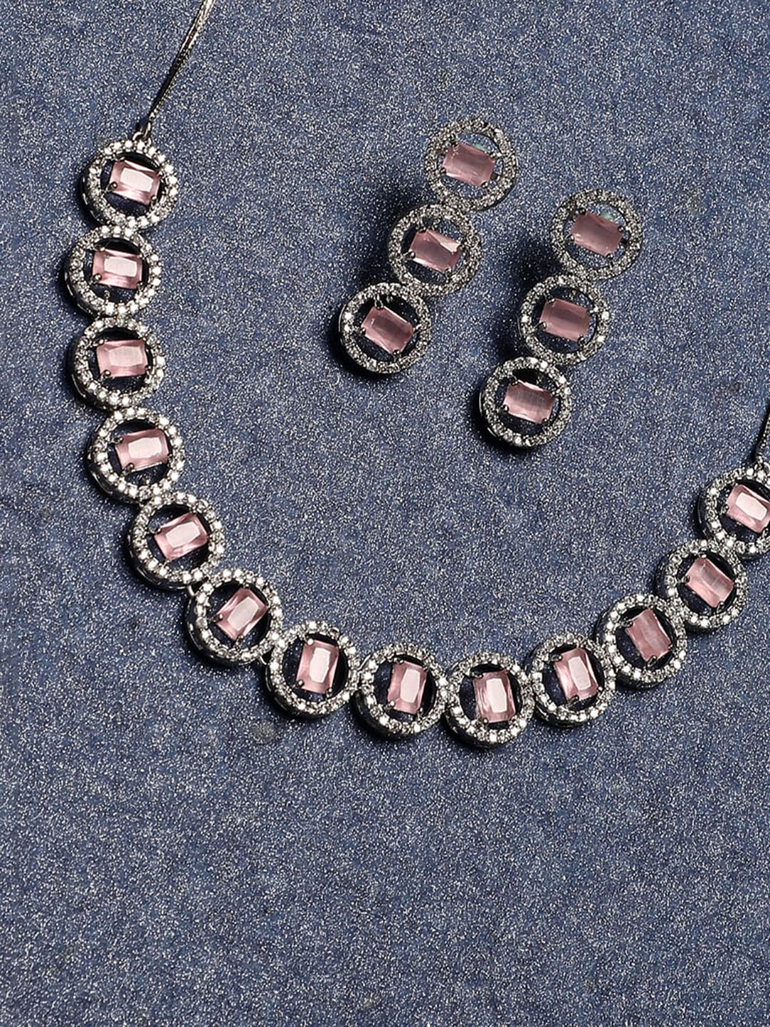 

Anouk Silver-Plated American Diamond Studded Jewellery Set