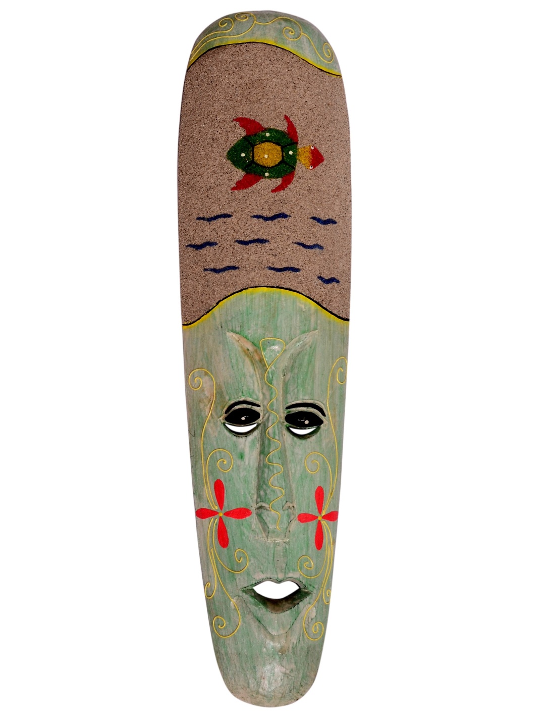 Classical Youth Green & Brown Patterned Afro Egyptian Wooden Wall Decor Masks