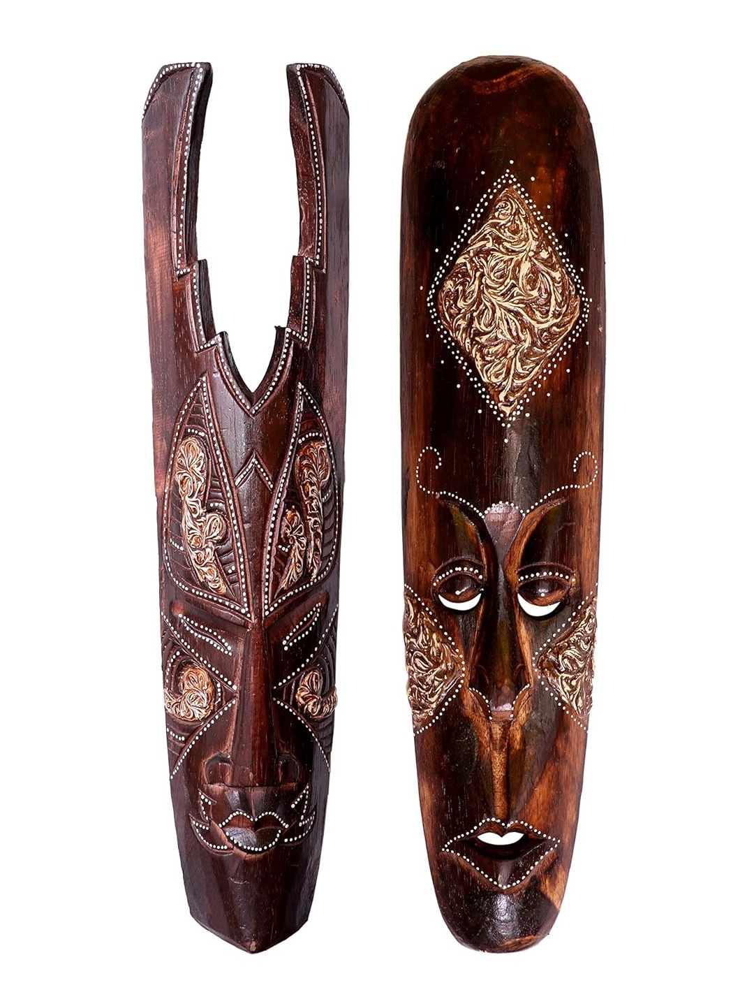 

Classical Youth Brown & Beige 2 Pieces Patterned Afro Egyptian Wooden Wall Decor Masks