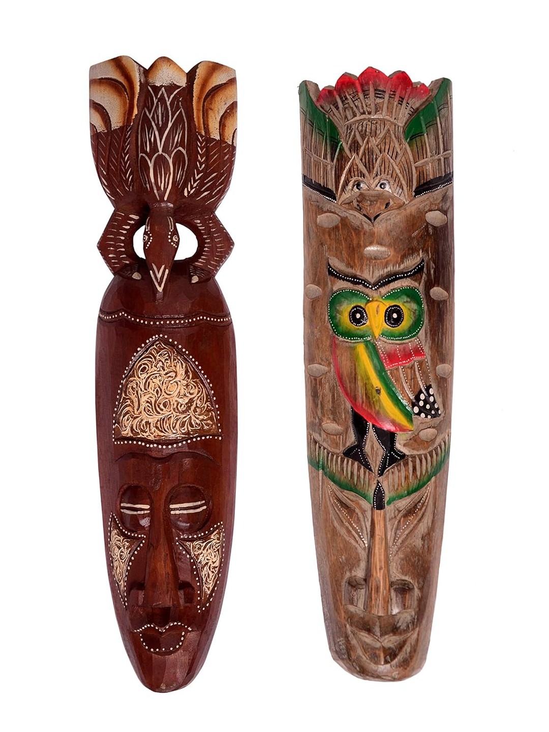 

Classical Youth Brown & Beige 2 Pieces Patterned Afro Egyptian Wooden Wall Decor Masks