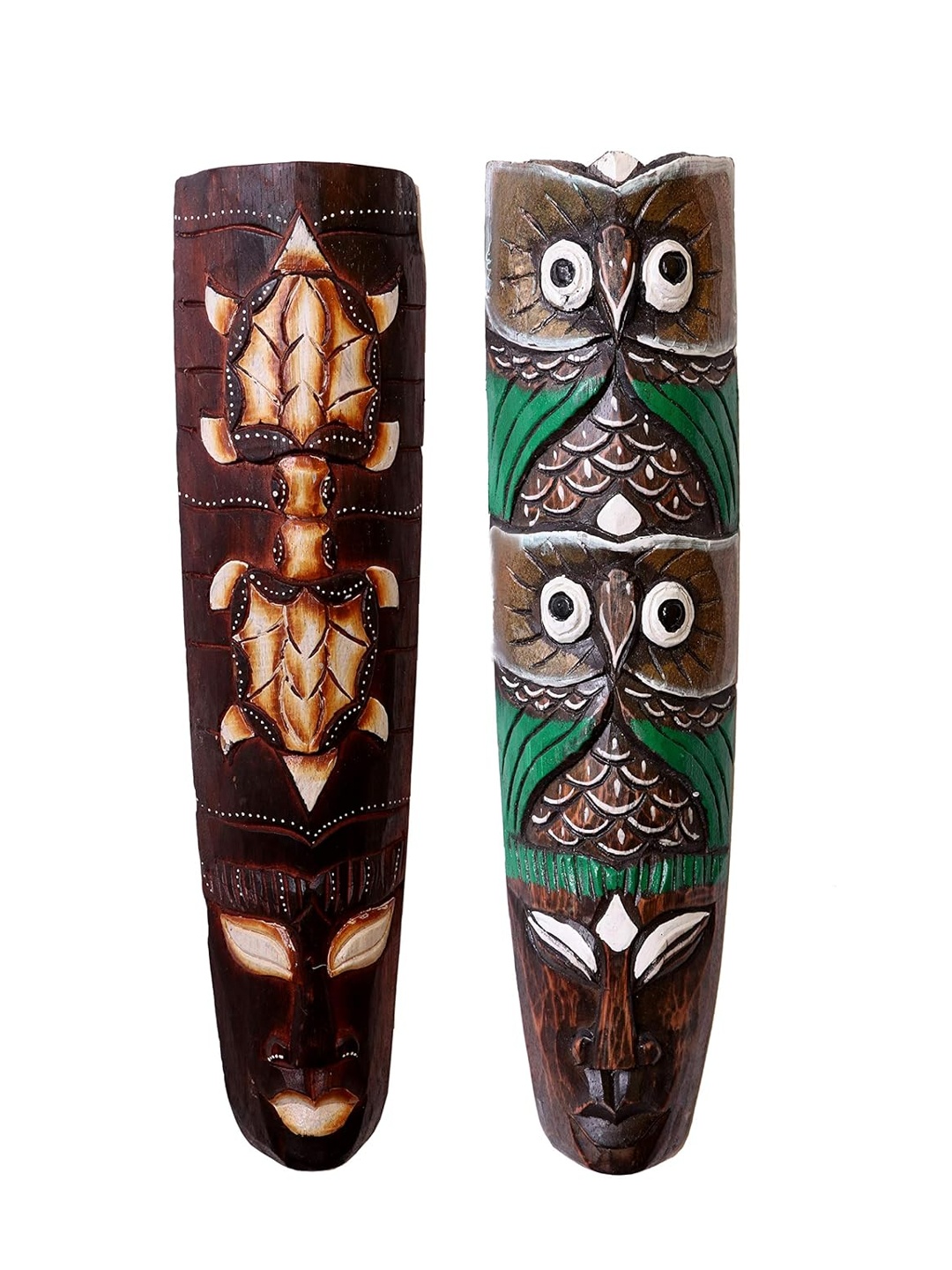 

Classical Youth Brown & Green 2 Pieces Patterned Afro Egyptian Wooden Wall Decor Masks