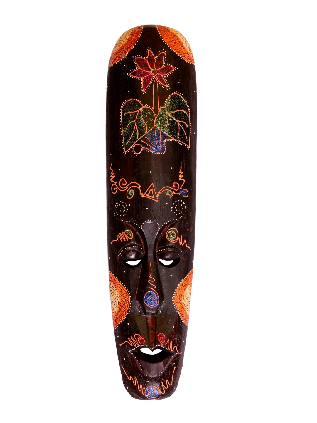 

Classical Youth Brown & Orange Painted Afro Egyptian Wooden Wall Decor Masks