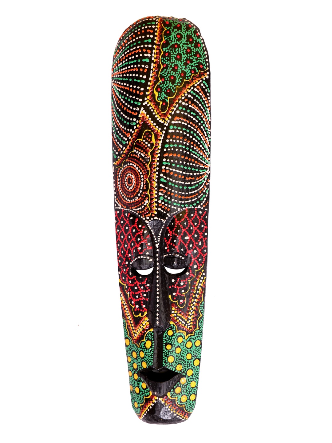 

Classical Youth Red & Green Painted Afro Egyptian Wooden Wall Decor Masks