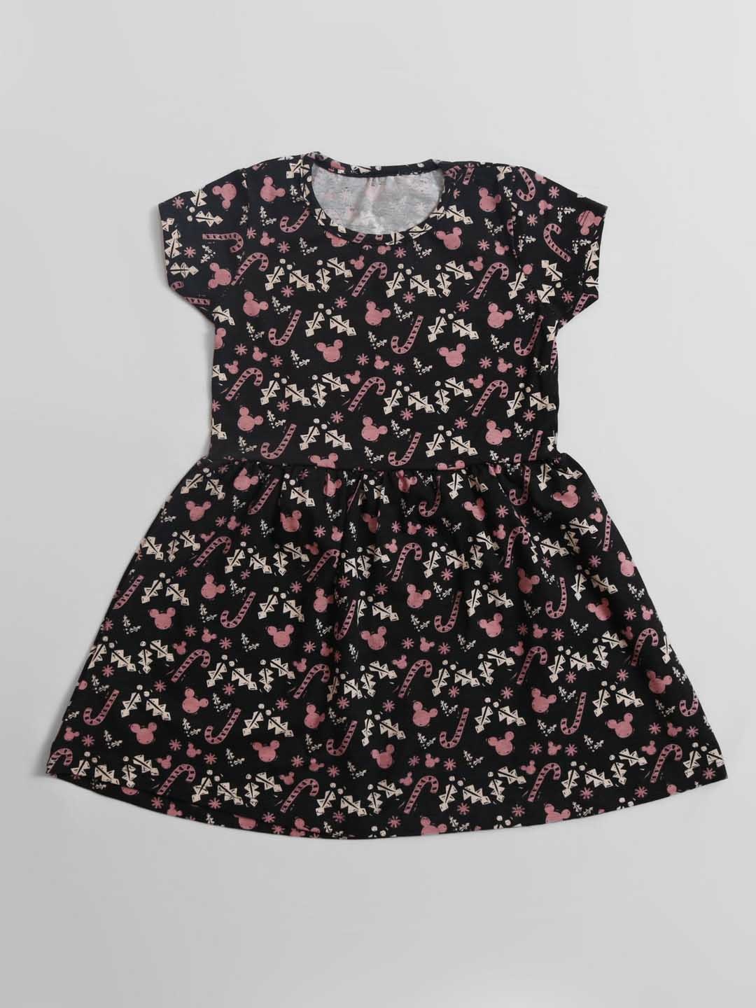 

BAESD Girls Disney Printed Cotton A-line Dress, Black