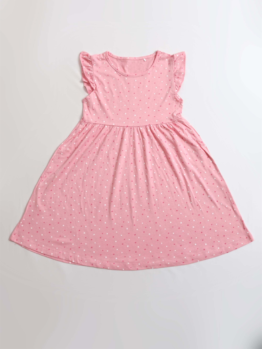 

BAESD Girls Polka Dot Printed Cap Sleeves Fit and Flare Dress, Pink