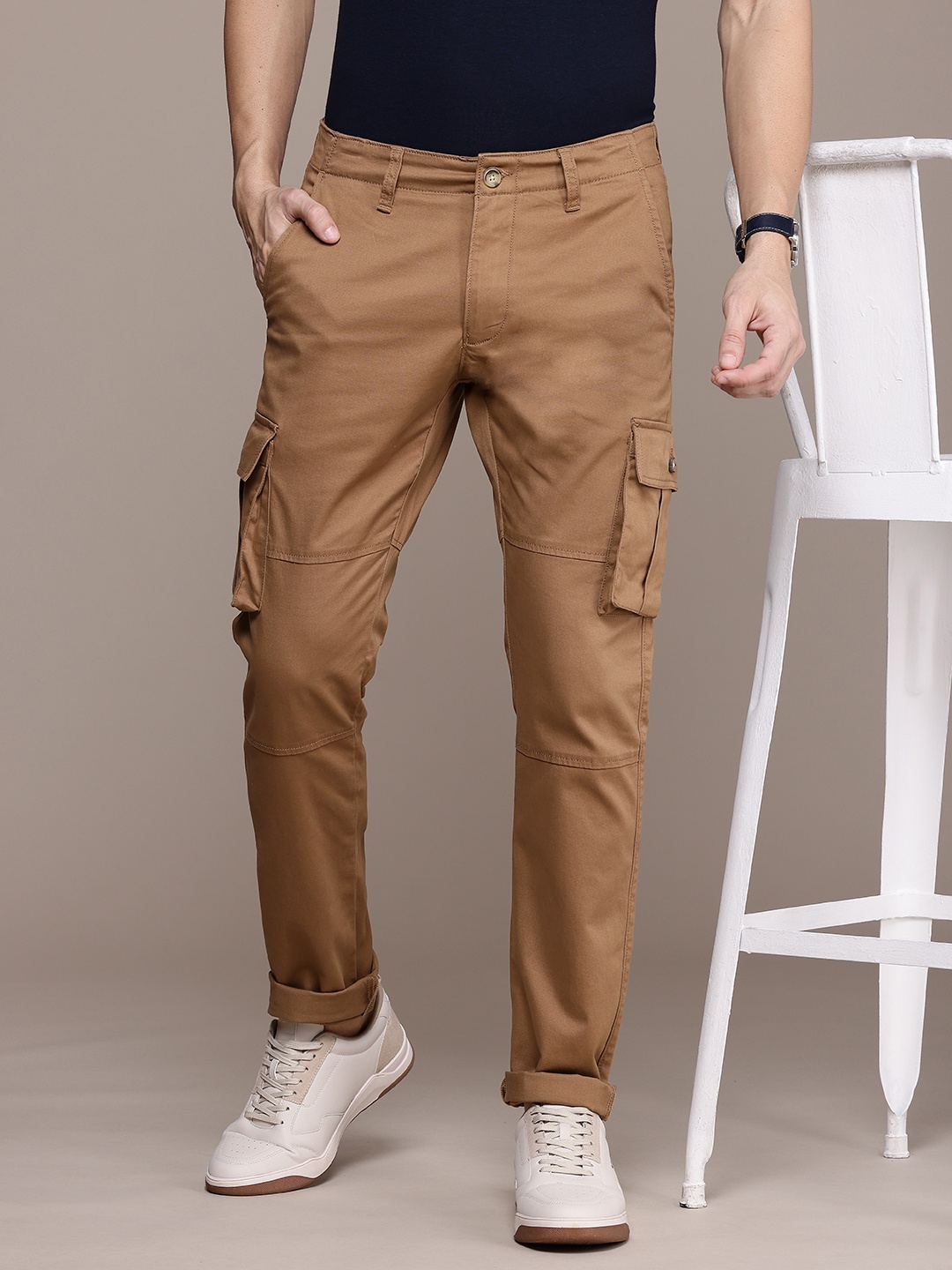 

Nautica Men Slim Fit Cargo Trousers, Camel brown