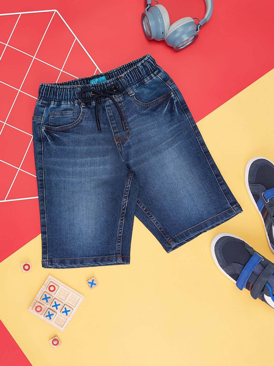 

YU by Pantaloons Boys Mid-Rise Washed Denim Shorts, Blue