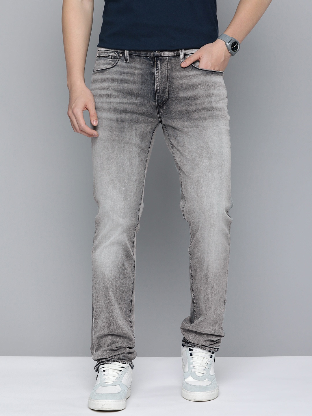 

Levis Men 511 Slim Fit Low Rise Heavy Fade Stretchable Jeans, Grey