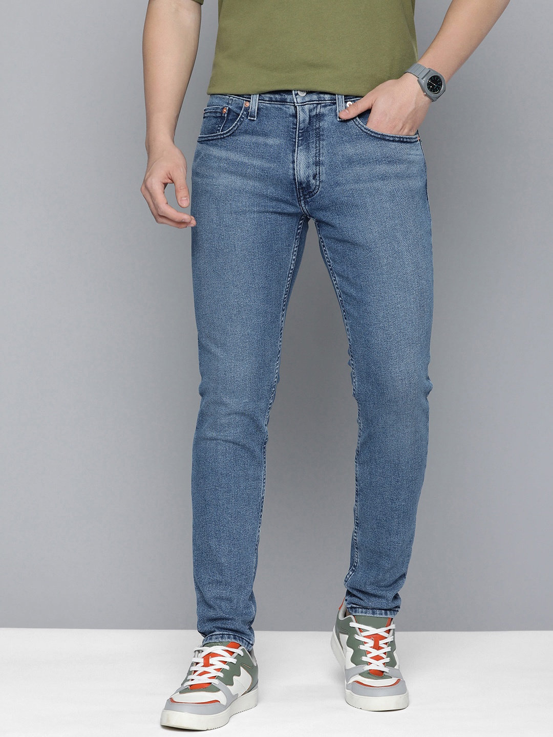 

Levis Men 512 Slim Fit Low Rise Light Fade Stretchable Jeans, Blue