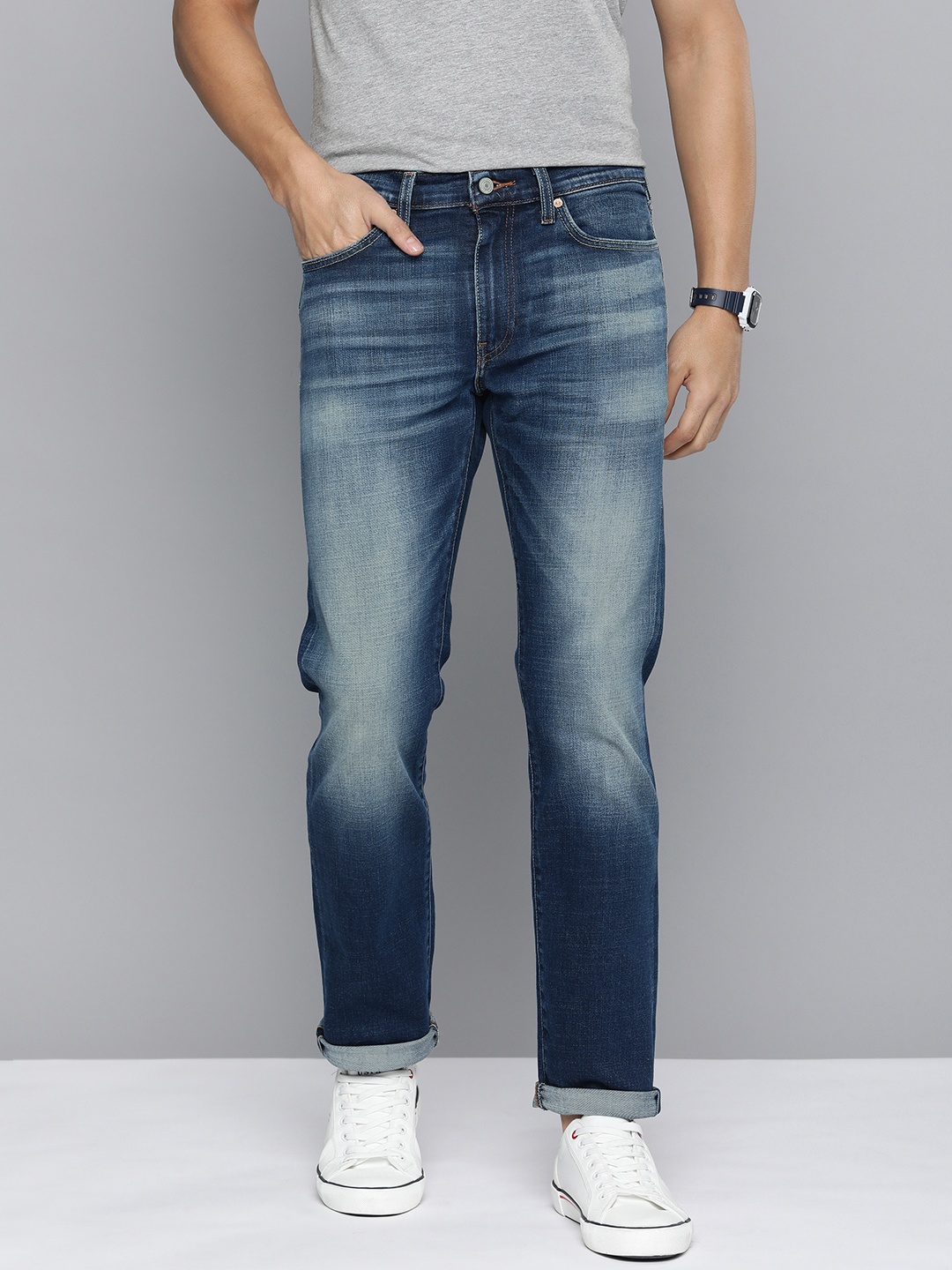

Levis Men Slim Fit Heavy Fade Stretchable Jeans, Blue