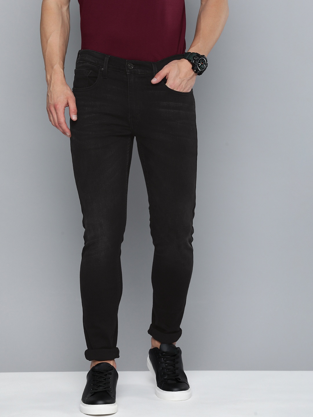 

Levis Men Skinny Fit Low Rise Stretchable Jeans, Black