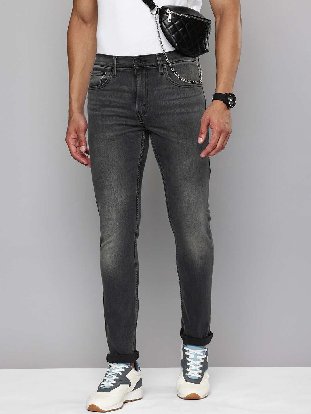 

Levis Men 512 Slim Taper Fit Heavy Fade Stretchable Jeans, Grey