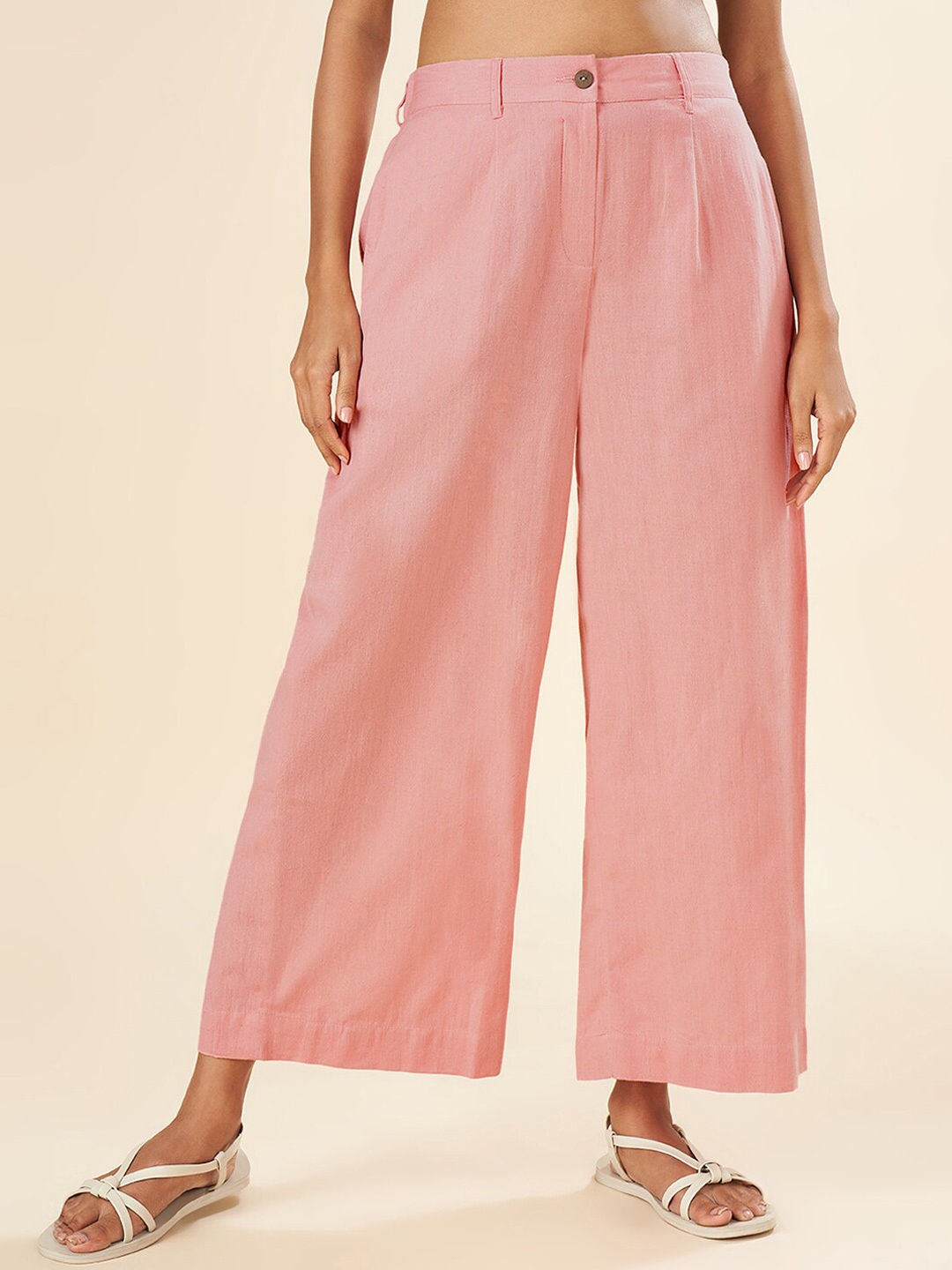 

AKKRITI BY PANTALOONS Women Mid-Rise Culottes Trousers, Pink