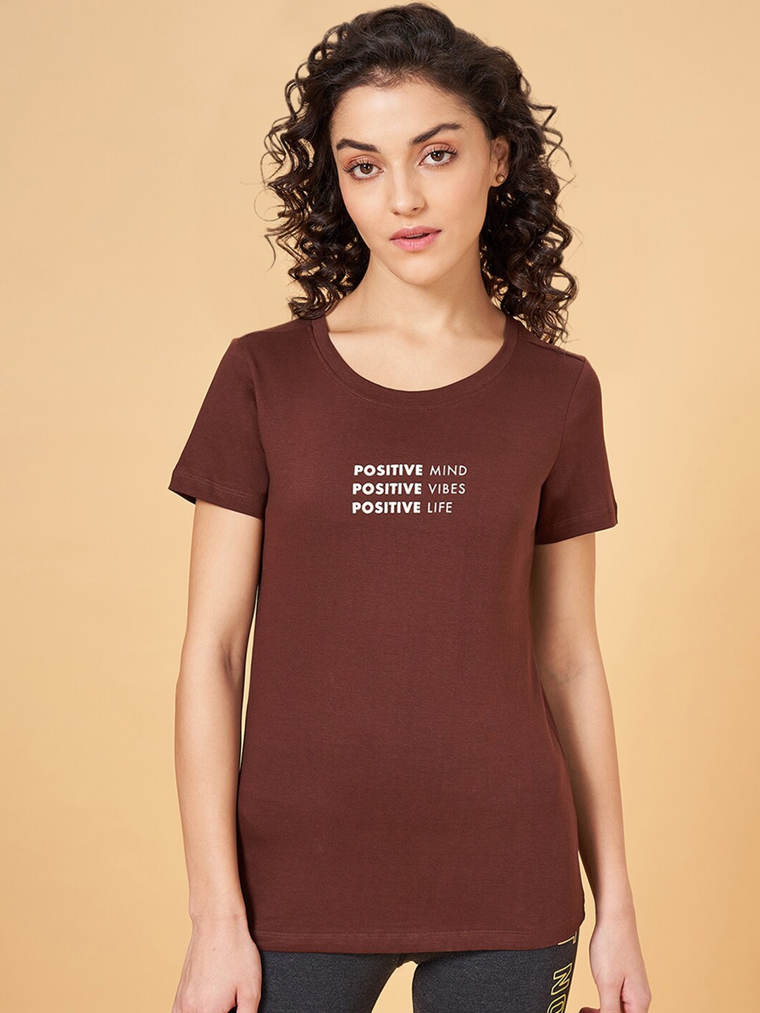

Ajile by Pantaloons Typographic Printed Cotton T-shirt, Brown