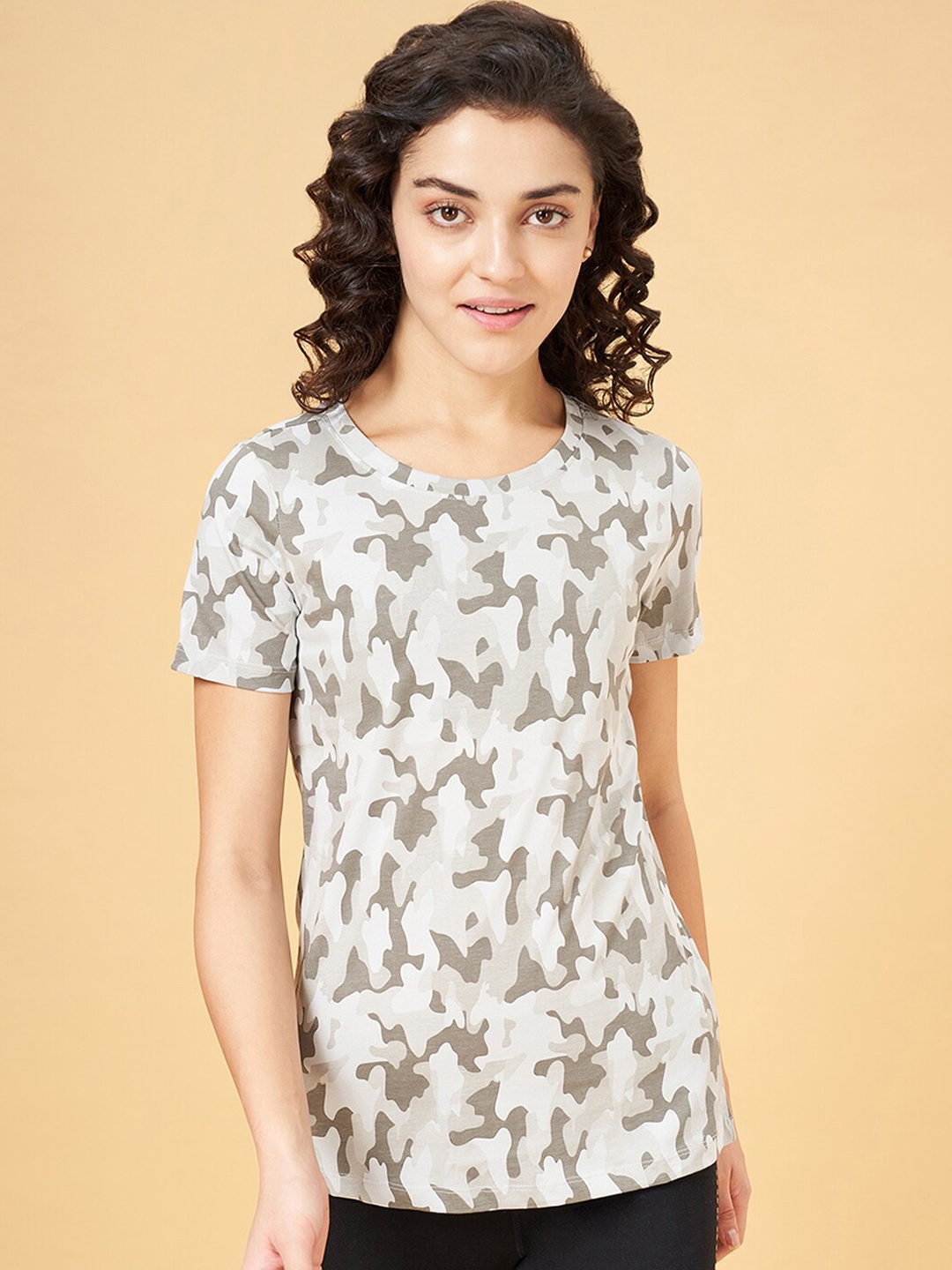 

Ajile by Pantaloons Camouflage Printed Cotton T-shirt, Grey