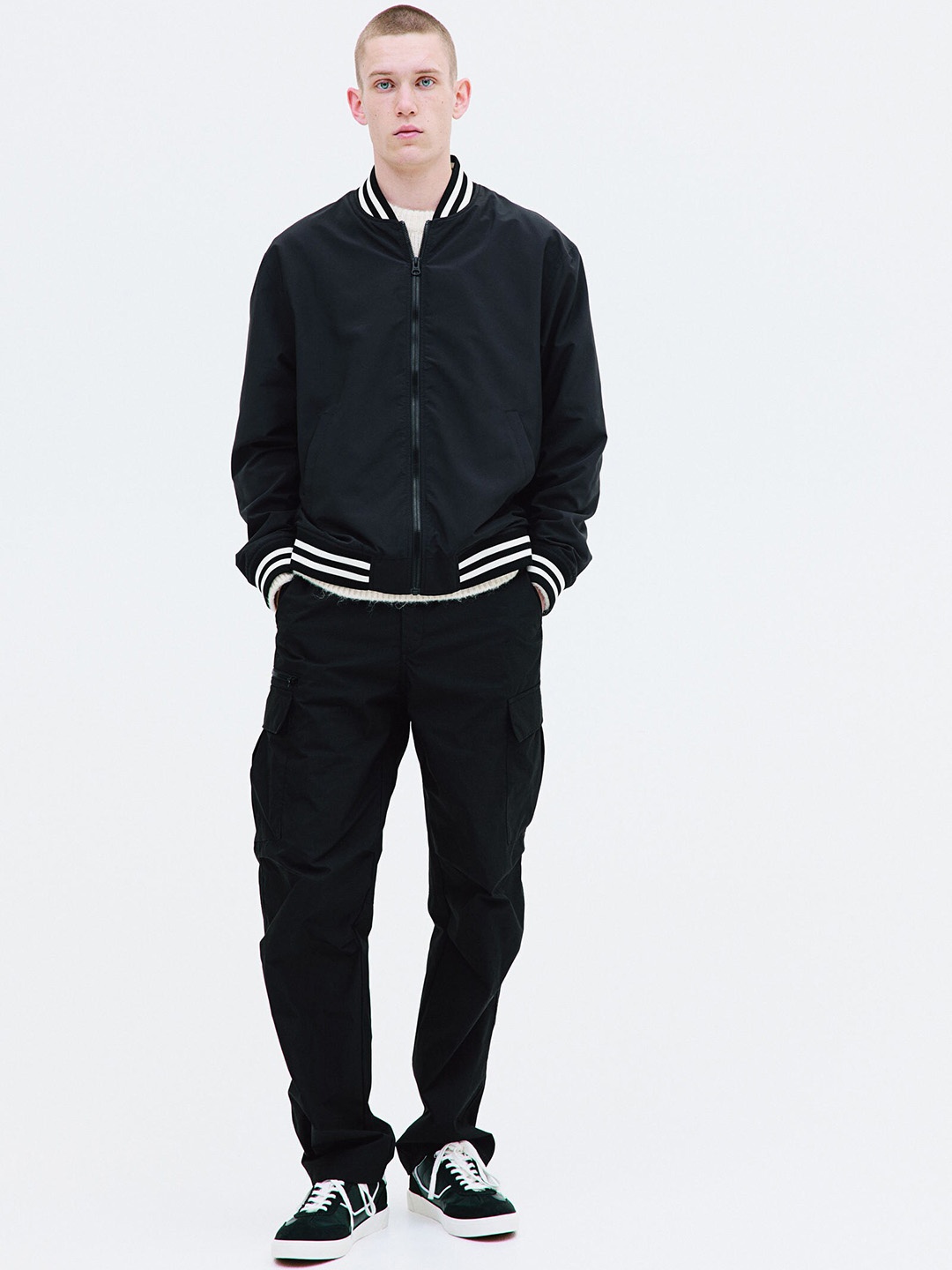 

H&M Regular Fit Baseball Jacket, Black