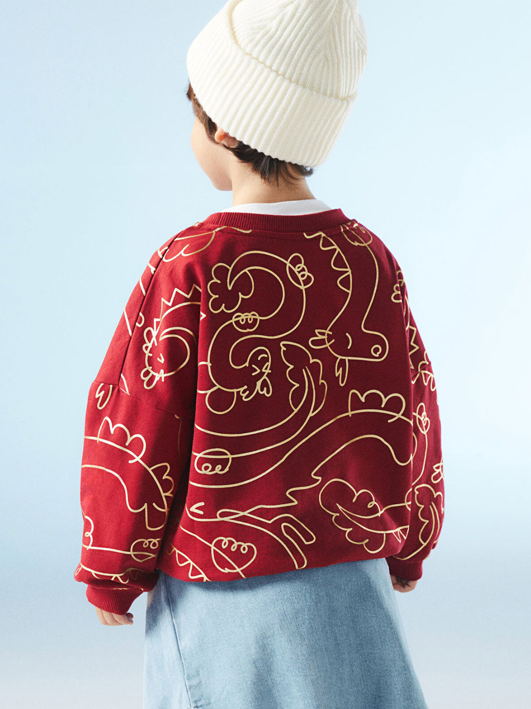 

H&M Girls Pure Cotton Patterned Sweatshirt, Red