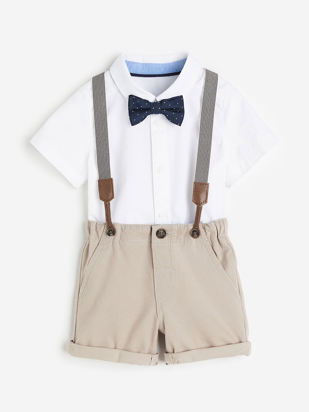 

H&M Boys 3-Piece Set with Braces, White