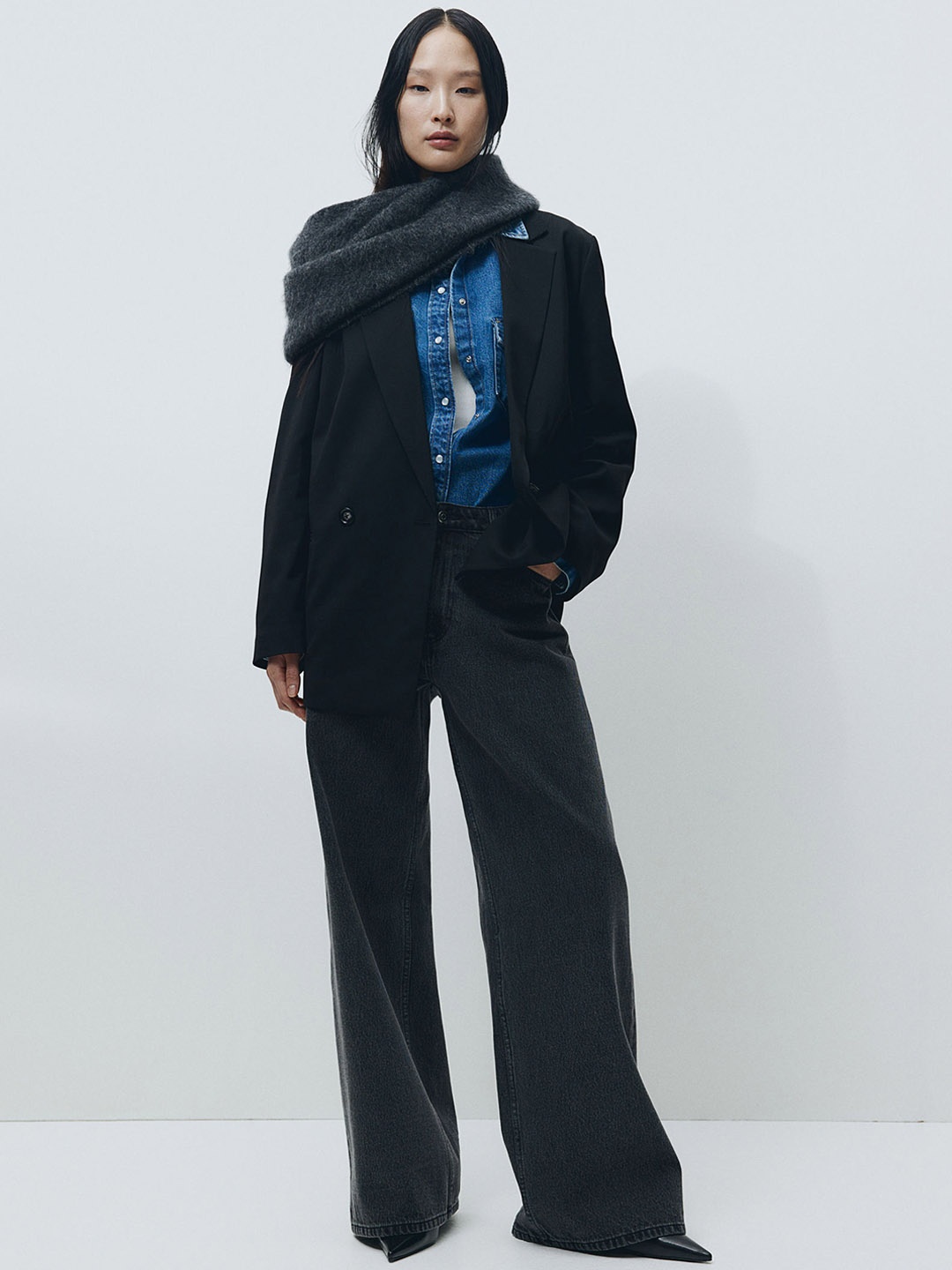 

H&M Double-Breasted Blazer, Black