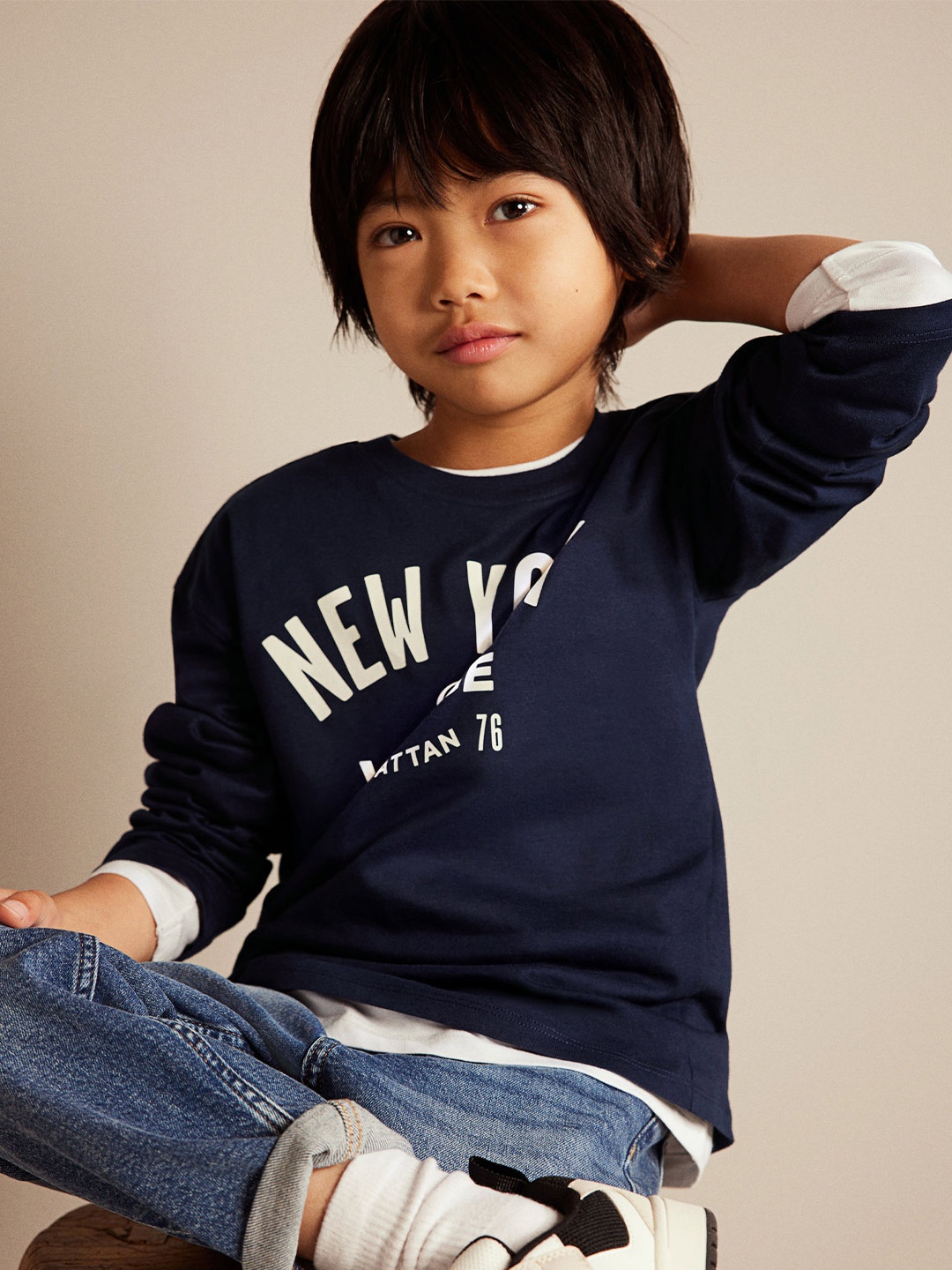 

H&M Boys Long-Sleeved T-Shirt, Navy blue