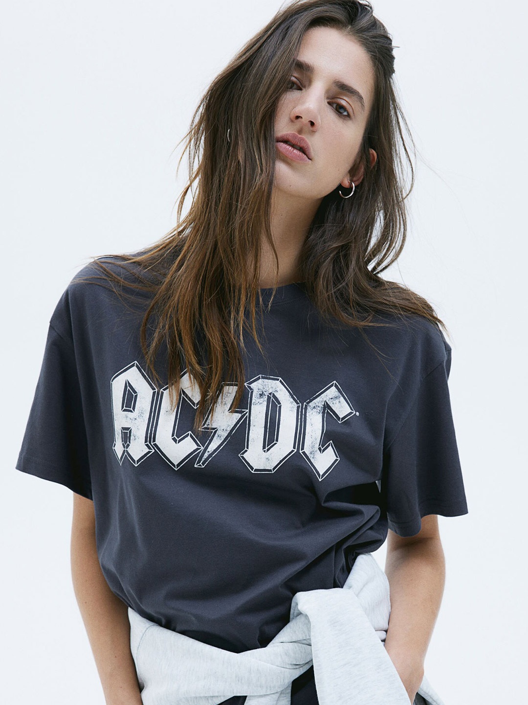 

H&M Oversized Printed T-Shirt, Grey