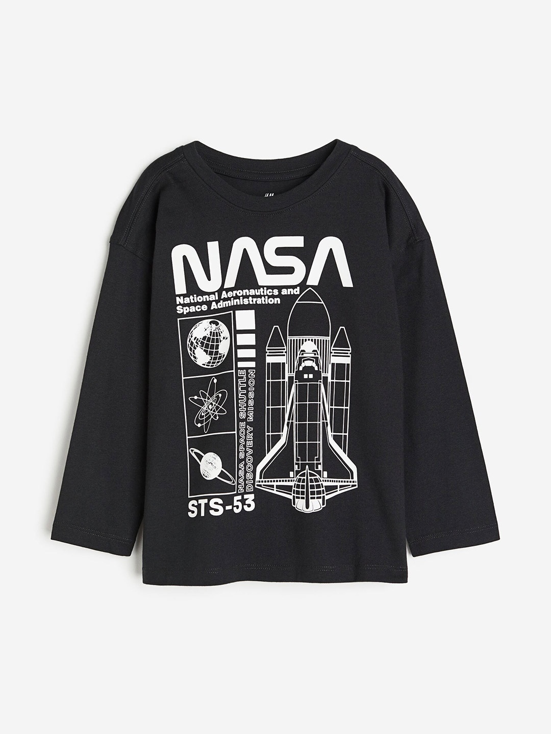 

H&M Boys Pure Cotton NASA Long-Sleeved T-Shirt, Black