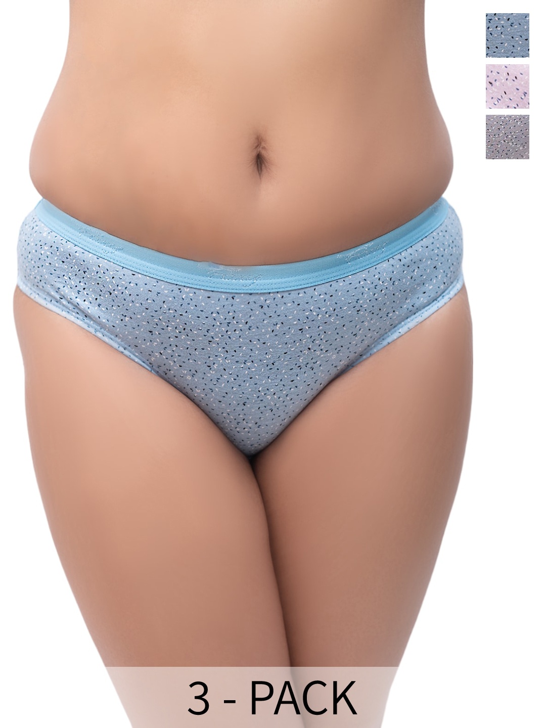 

Foxy Pack Of 3 Anti-Odour Assorted Abstract Printed Pure Cotton Bikini Briefs