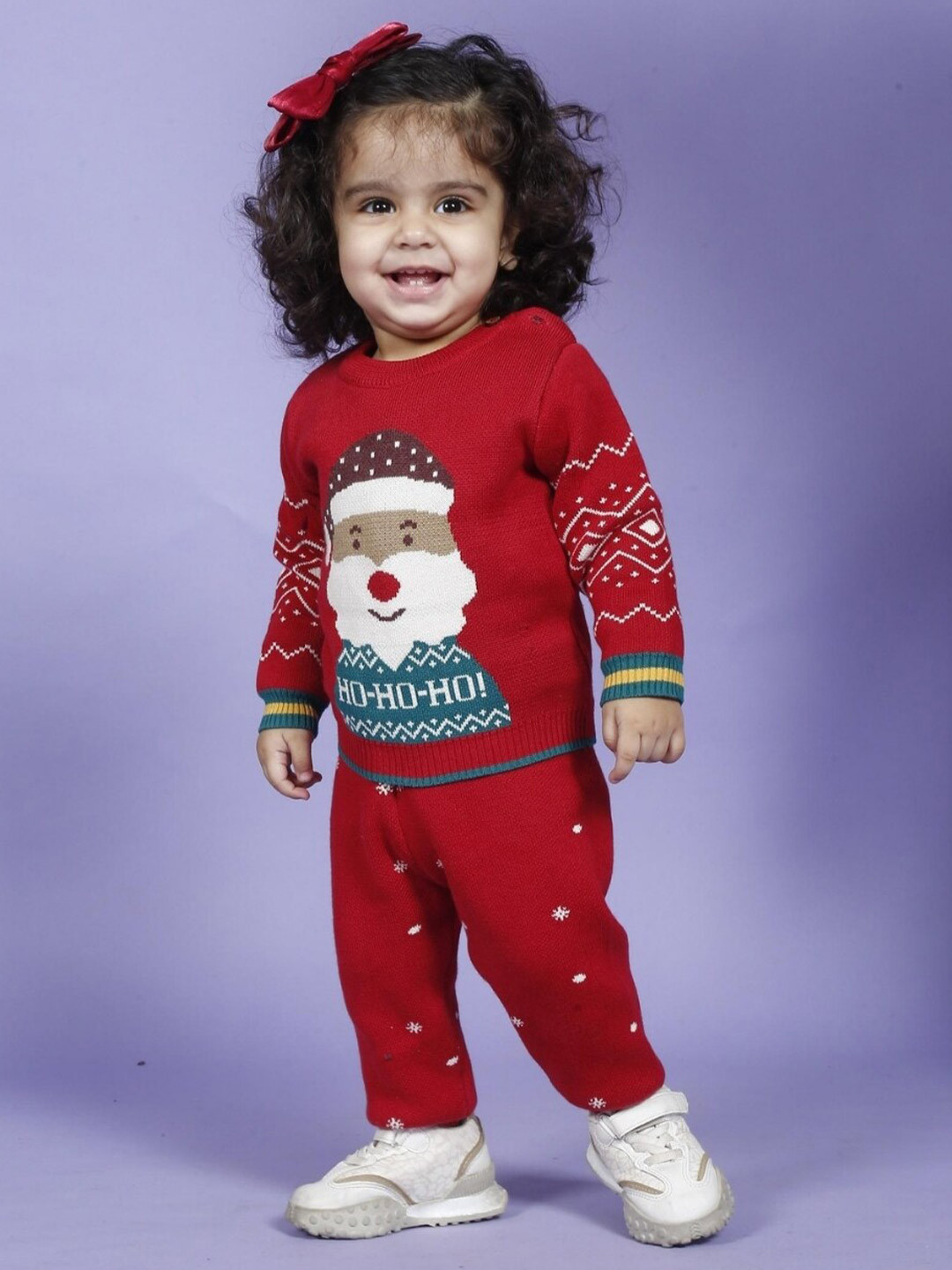 

Greendeer Kids Pack Of 2 Self Design Pure Cotton Sweater With Pyjamas, Red