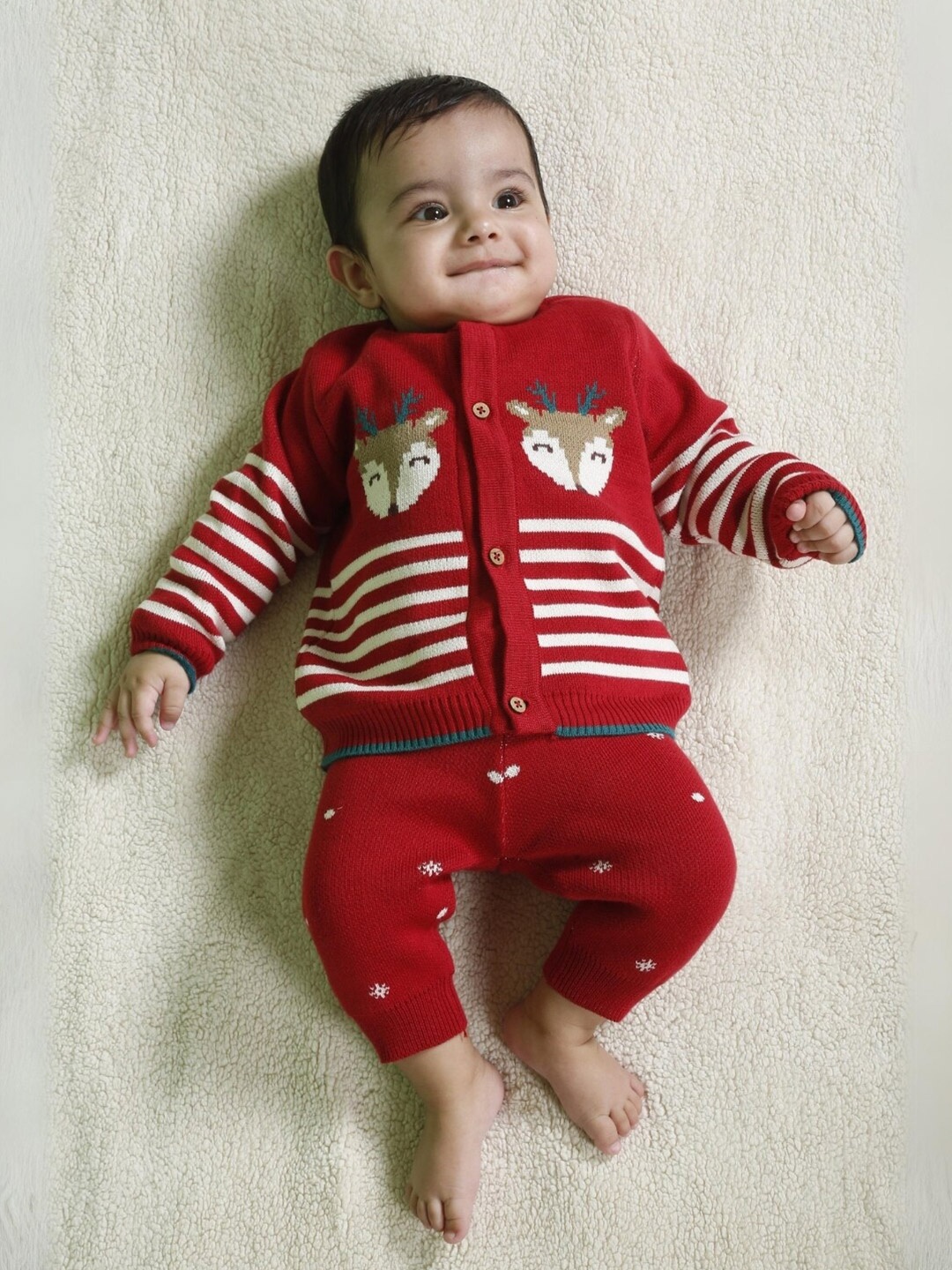 

Greendeer Kids Pure Cotton Sweater With Jogger, Red