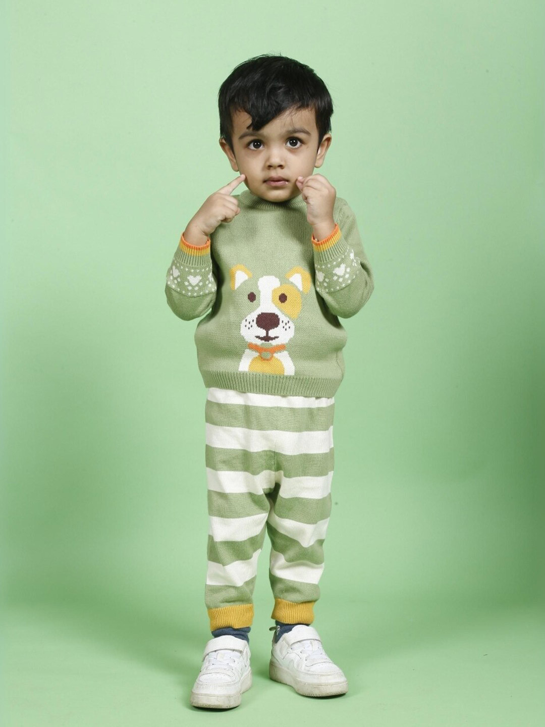 

Greendeer Kids Pure Cotton Sweater With Jogger, Green