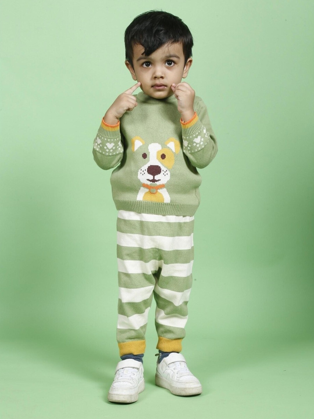 

Greendeer Kids Pure Cotton Sweater With Jogger, Green