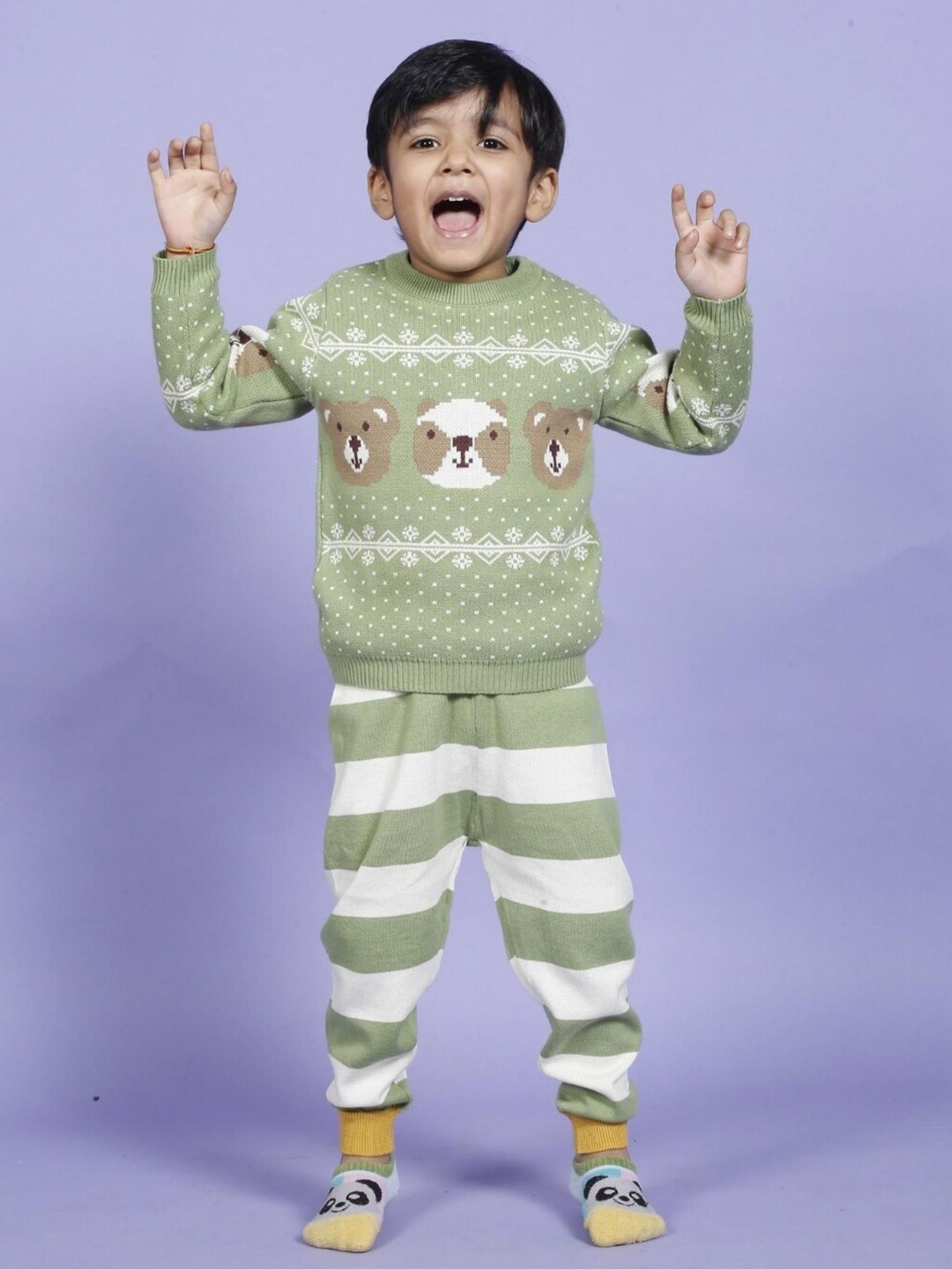 

Greendeer Kids Pure Cotton Sweater With Jogger, Green