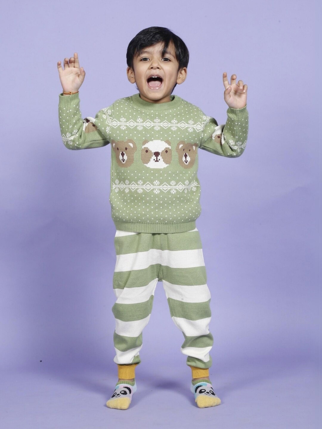 

Greendeer Kids Pure Cotton Sweater With Jogger, Green