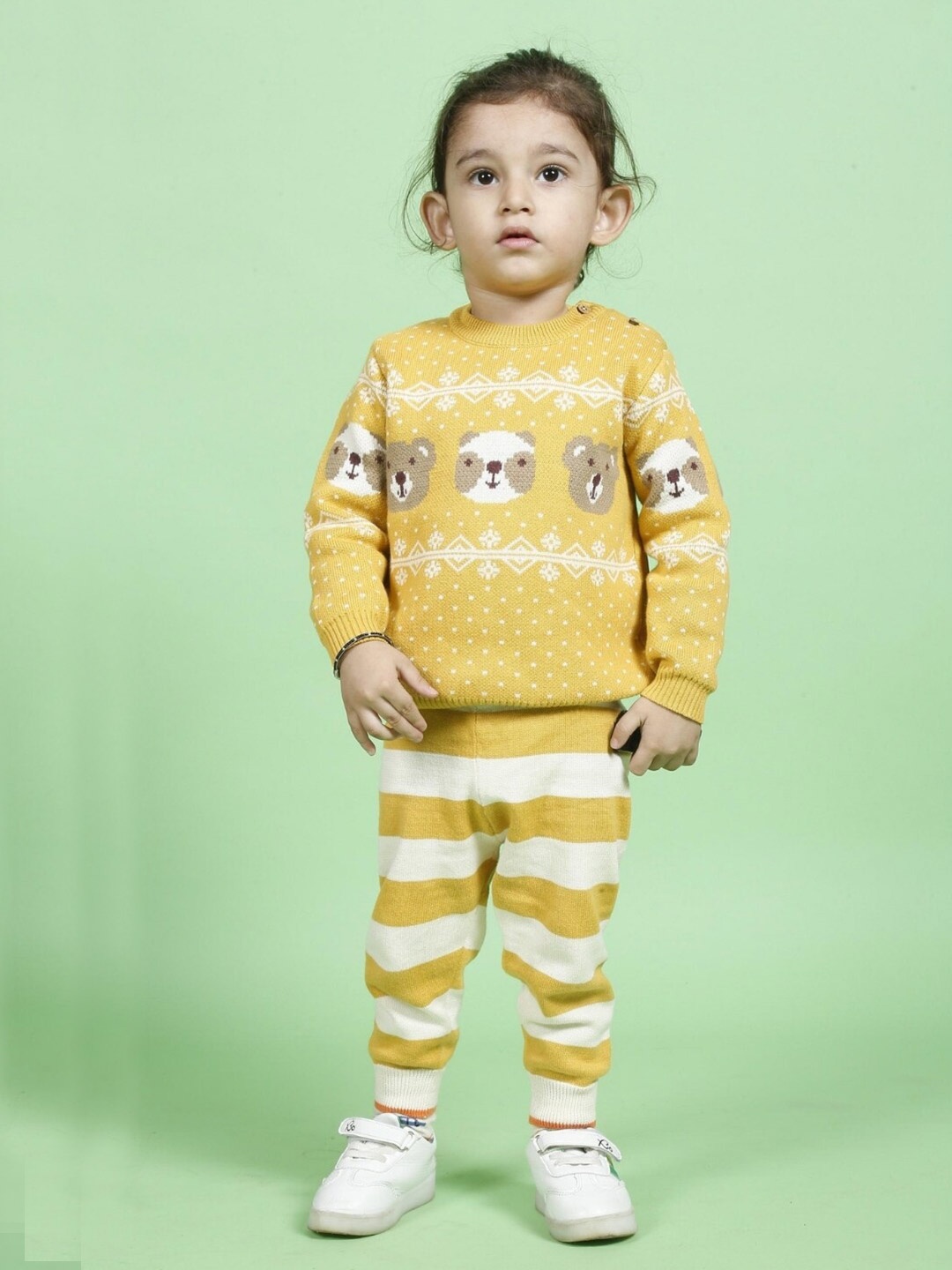 

Greendeer Infants Printed Pure Cotton Sweater WIth Joggers, Yellow