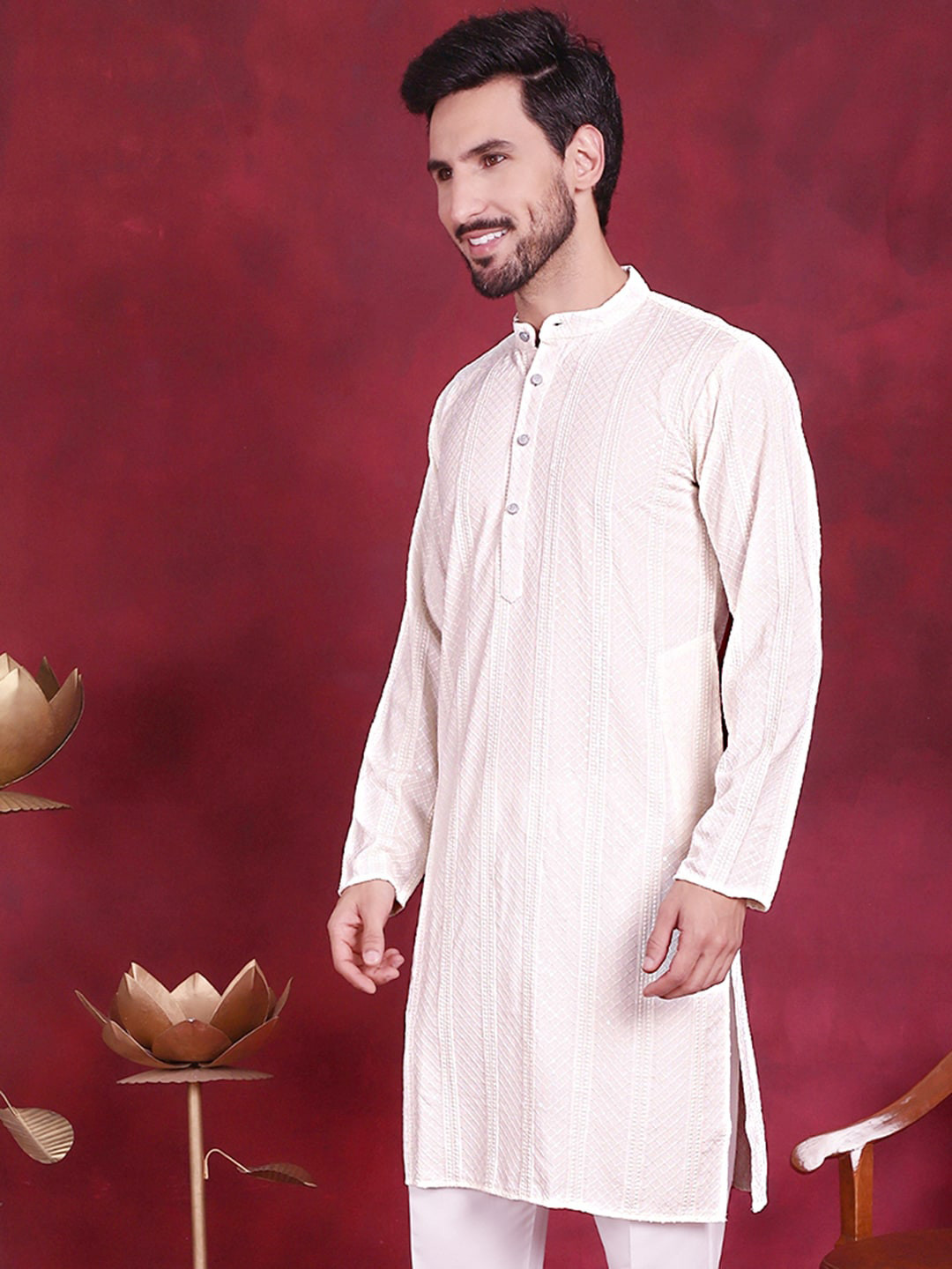 

Jompers Chikankari Embroidered Kurta, White