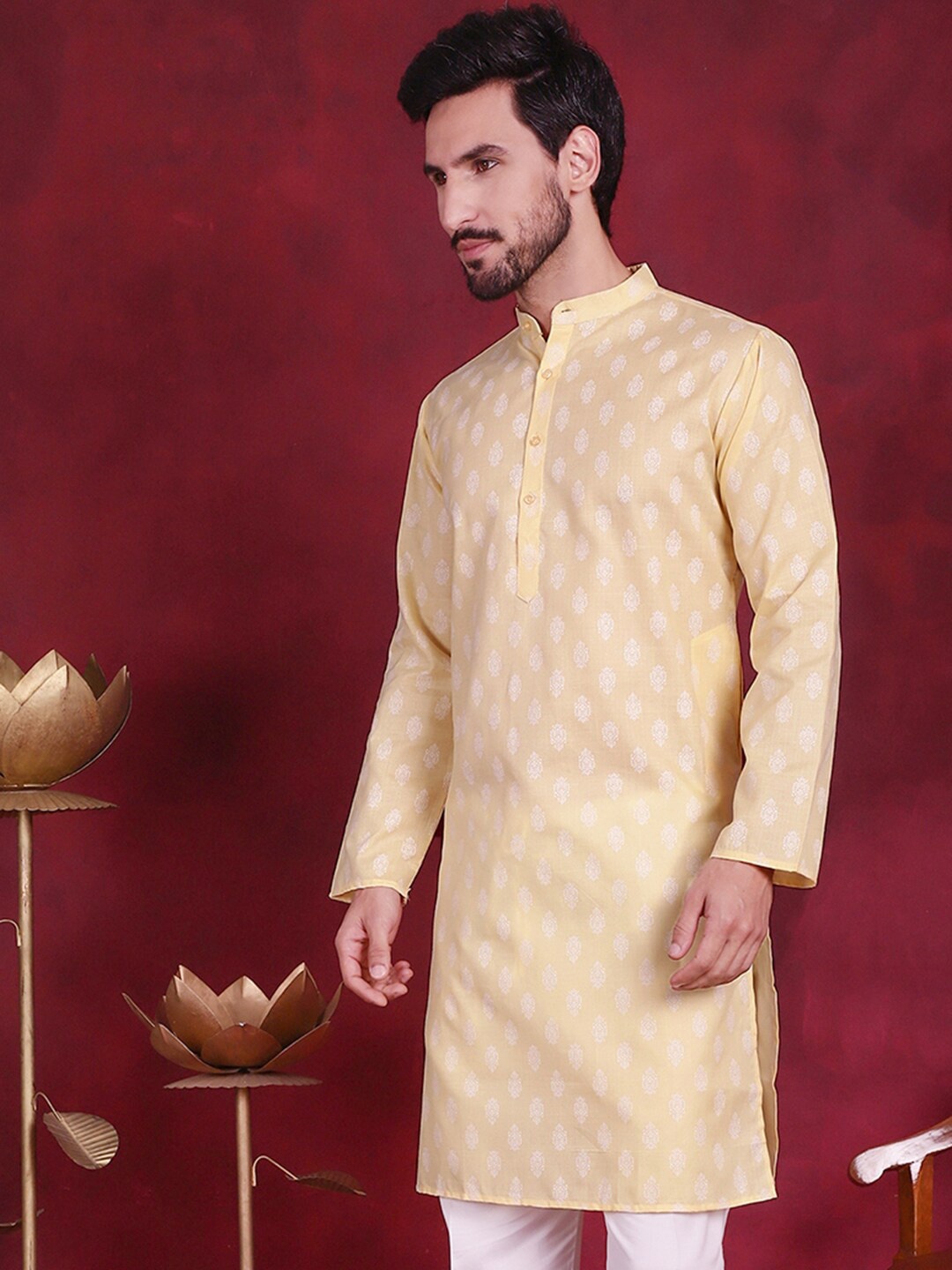 

Jompers Ethnic Motif Printed Straight Kurta, Yellow