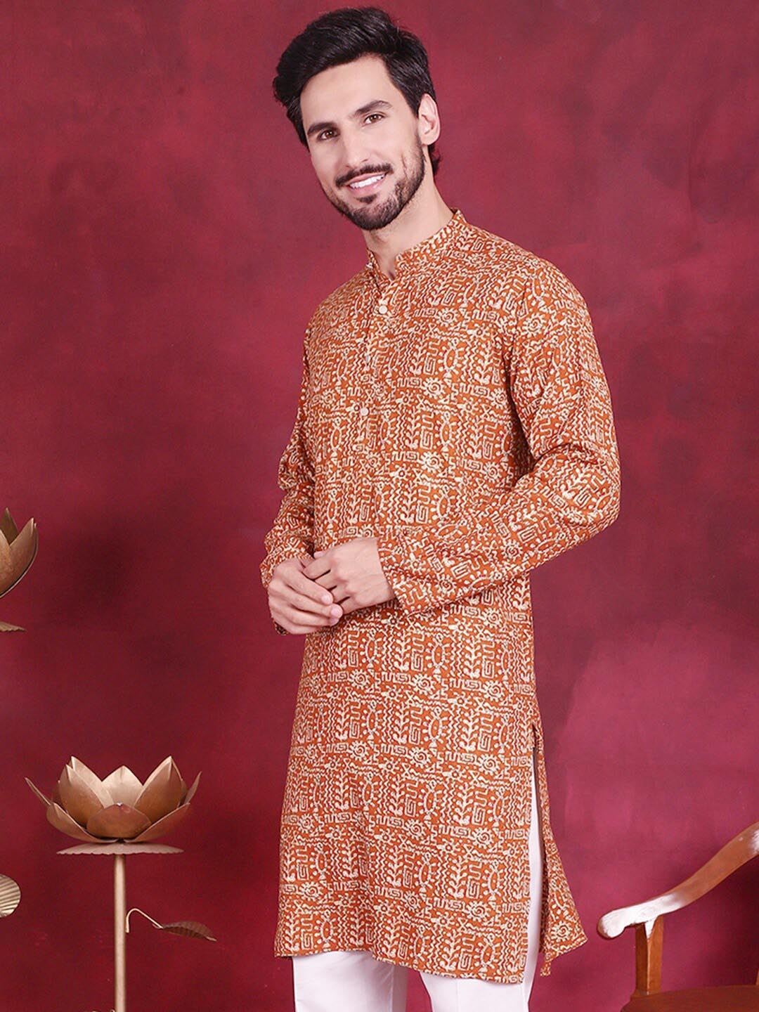 

Jompers Ethnic Motifs Printed Kurta, Orange