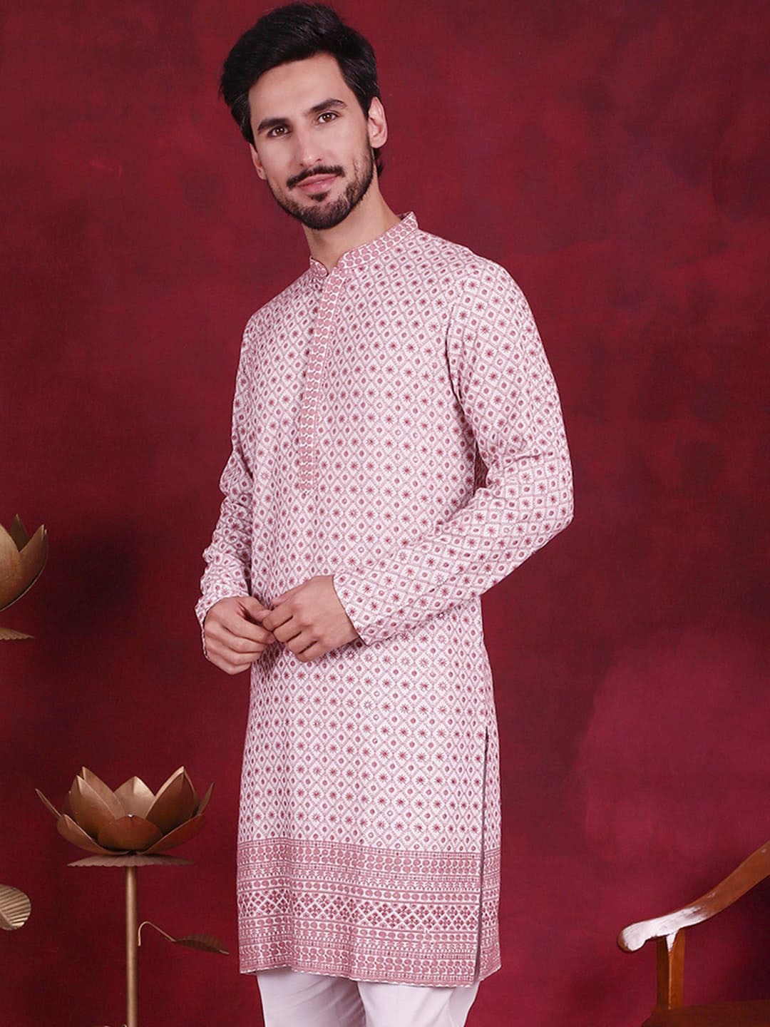

Jompers Ethnic Motif Embroidered Chikankari Straight Kurta, White