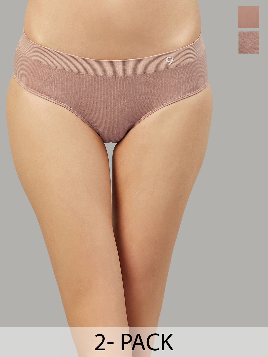 

C9 AIRWEAR Seamless Pack Of 2 Anti Bacterial Low-Rise Basic Briefs, Beige